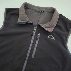 L.L. Bean Softshell Vest Black Grid Fleece Lined Outdoor Mens XXL REG